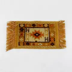 Vintage Miniature Rug Dollhouse Wall Hanging Yellow Brown Orange