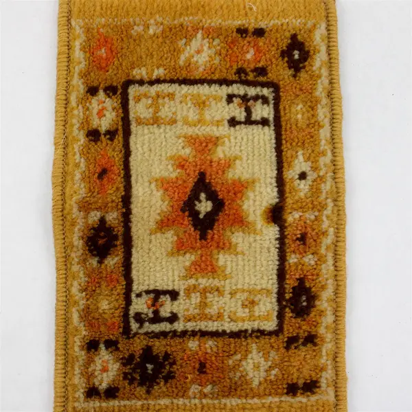 Vintage Miniature Rug Dollhouse Wall Hanging Yellow Brown Orange