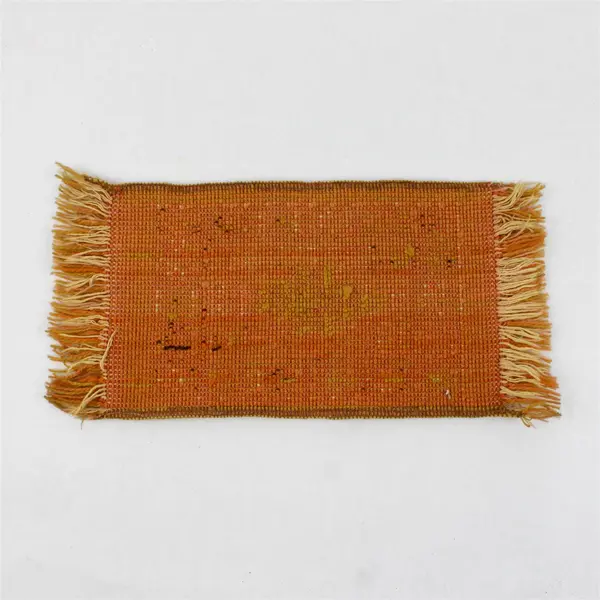 Vintage Miniature Rug Dollhouse Wall Hanging Yellow Brown Orange