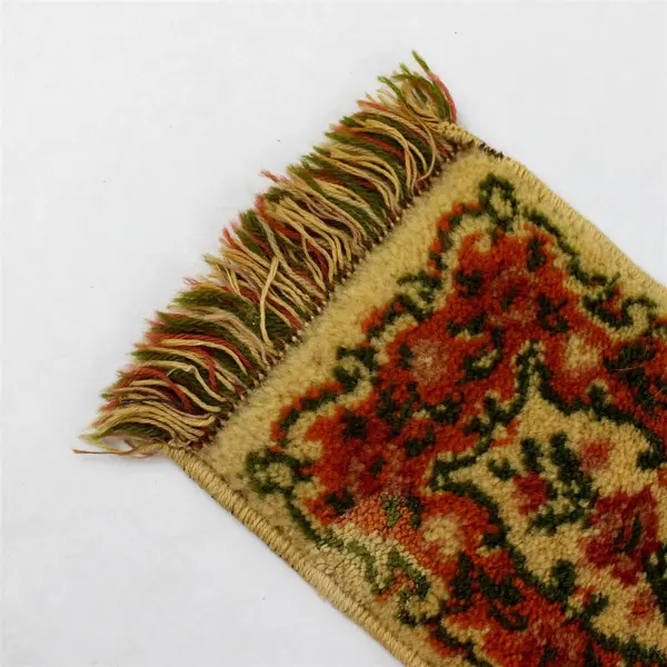 Vintage Miniature Dollhouse Rug Wall Hanging Orange Pink Beige 6.5x10