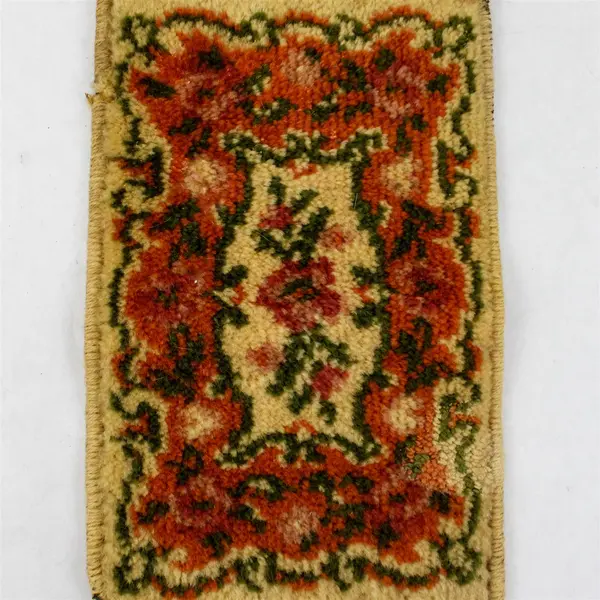 Vintage Miniature Dollhouse Rug Wall Hanging Orange Pink Beige 6.5x10