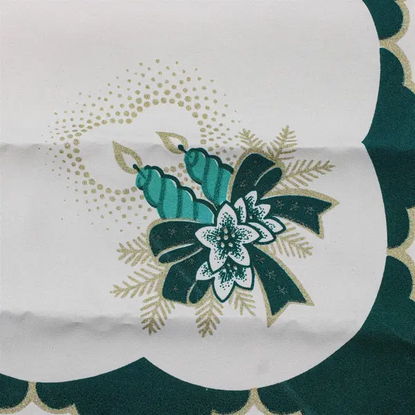Vintage Printed Holiday Napkin Green Beige Polyester