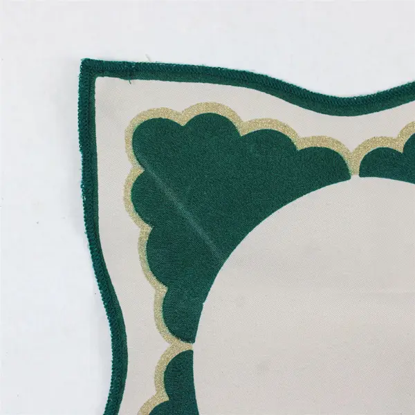 Vintage Printed Holiday Napkin Green Beige Polyester