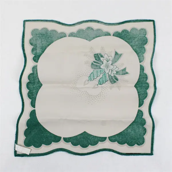 Vintage Printed Holiday Napkin Green Beige Polyester