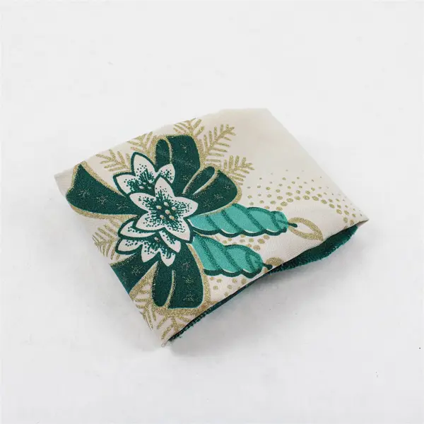 Vintage Printed Holiday Napkin Green Beige Polyester