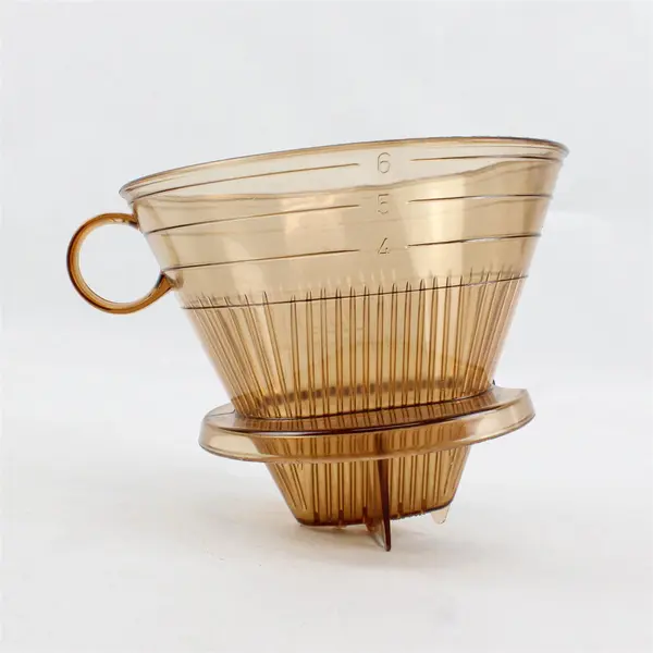 Melitta No. 6 Plastic Pour Over Coffee Dripper Amber Brown Used