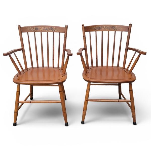 L Hitchcock Windsor Dining Chairs Harvest Fruit Stenciled - Freight/Local Pickup