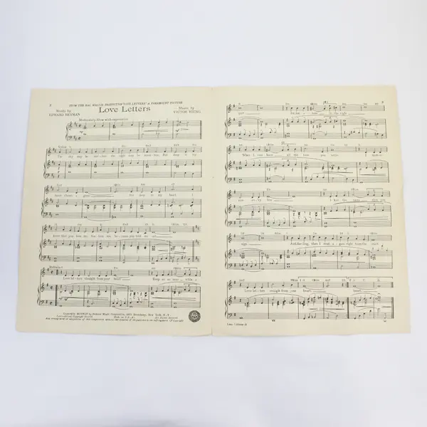 VTG 1945 Sheet Music Love Letters Soundtrack Movie Love Letters Young & Heyman