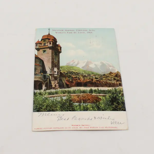 1904 German Tyrolean Alps World's Fair St Louis Concession Litho Postcard 