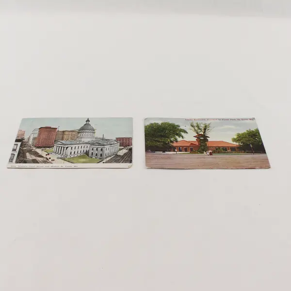 Lot Of 2 VTG 1910 St Louis MO Landmark Litho Postcards Courthouse Forest Park