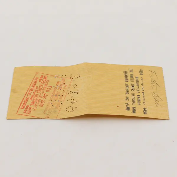 Vintage 1949 Amity Branch The United States National Bank Check Amity Oregon