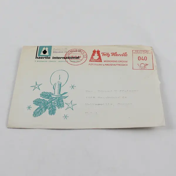 Vintage 1960 Mailed Envelope Fritz Haertle Haertle International Germany