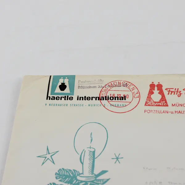 Vintage 1960 Mailed Envelope Fritz Haertle Haertle International Germany