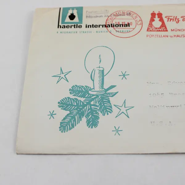 Vintage 1960 Mailed Envelope Fritz Haertle Haertle International Germany