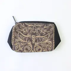 Western Cosmetic Bag Steer Skull Floral Brown Black Small Makeup Pouch