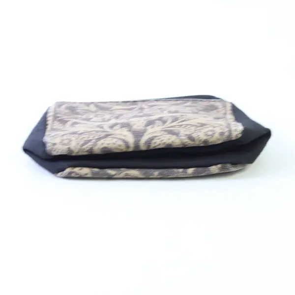 Western Cosmetic Bag Steer Skull Floral Brown Black Small Makeup Pouch