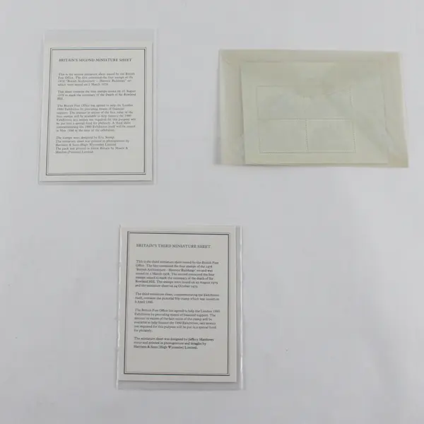 3x British Post Office Miniature Sheets London 1980 Intl Stamp Exhibition MNH