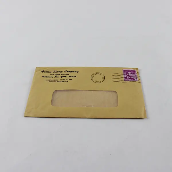 Vintage Falcon Stamp Company NY Window Envelope Abraham Lincoln 4c Stamp