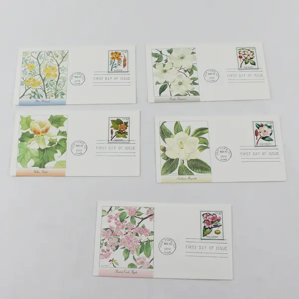 Set Of 5 Flowering Trees Stamps FDC Fleetwood Cachet 1998