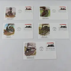 Set Of 5 Locomotives 29c Stamps FDC 1994 Fleetwood Cachet SC# 2843-47