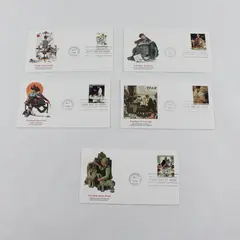 Set Of 5 Norman Rockwell Stamps 1994 FDC Fleetwood Cachet SC# 2839-40