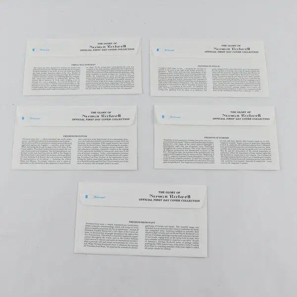 Set Of 5 Norman Rockwell Stamps 1994 FDC Fleetwood Cachet SC# 2839-40