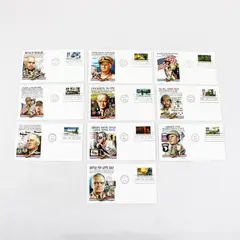 Set Of 10 WWII Road To Victory 1994 29c Stamps FDC SC#2838 Fleetwood Cachet