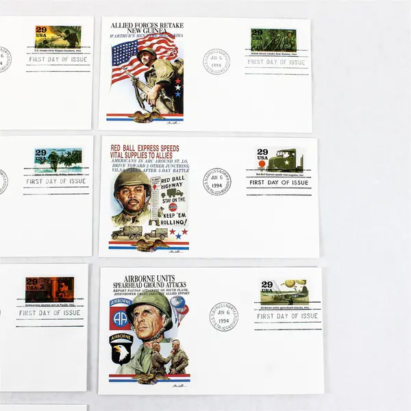 Set Of 10 WWII Road To Victory 1994 29c Stamps FDC SC#2838 Fleetwood Cachet