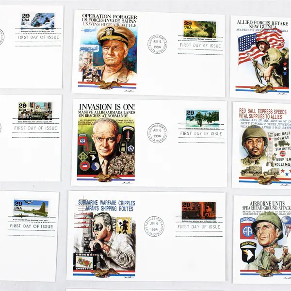 Set Of 10 WWII Road To Victory 1994 29c Stamps FDC SC#2838 Fleetwood Cachet
