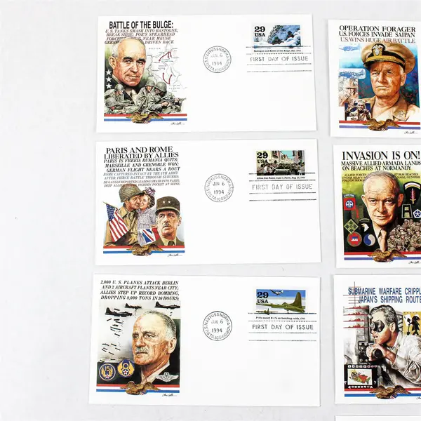 Set Of 10 WWII Road To Victory 1994 29c Stamps FDC SC#2838 Fleetwood Cachet