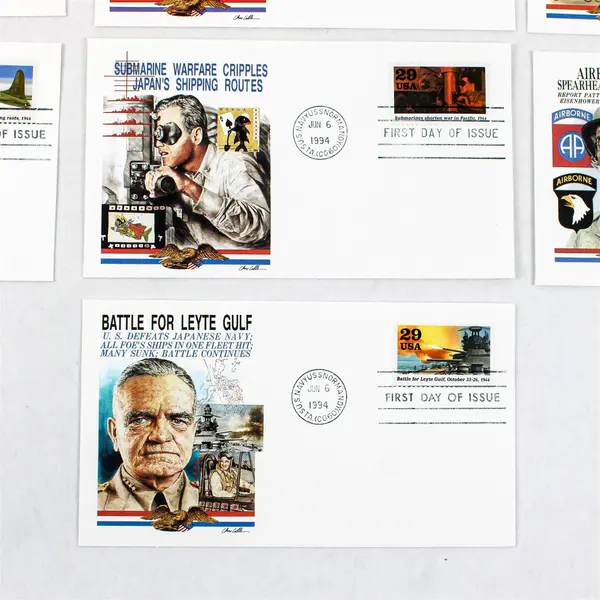 Set Of 10 WWII Road To Victory 1994 29c Stamps FDC SC#2838 Fleetwood Cachet