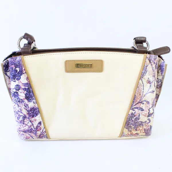 Miche Purple and Off-White Faux Leather Shoulder Bag Purse