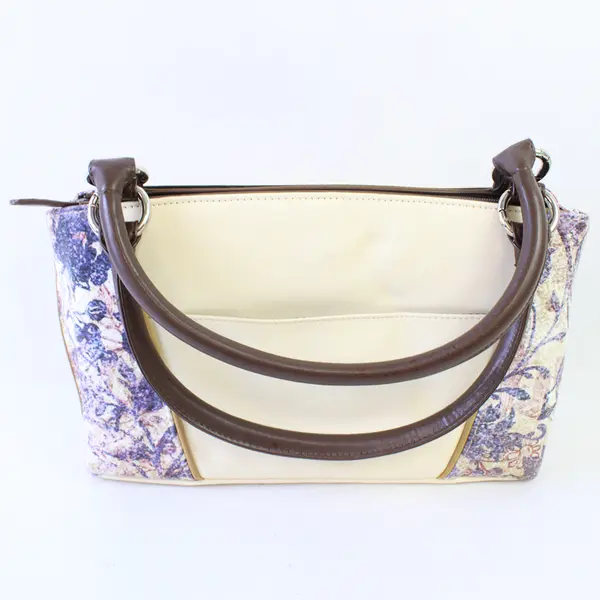 Miche Purple and Off-White Faux Leather Shoulder Bag Purse