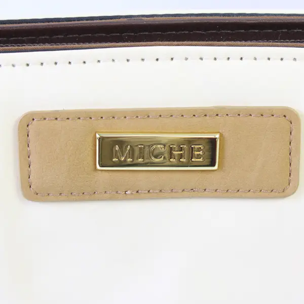 Miche Purple and Off-White Faux Leather Shoulder Bag Purse