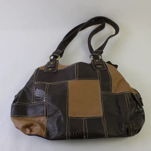 Brown Patchwork Genuine Leather Shoulder Bag Purse