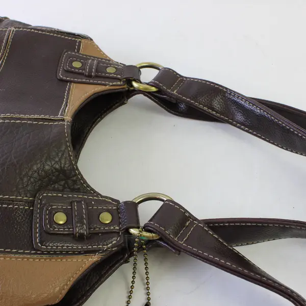 Brown Patchwork Genuine Leather Shoulder Bag Purse