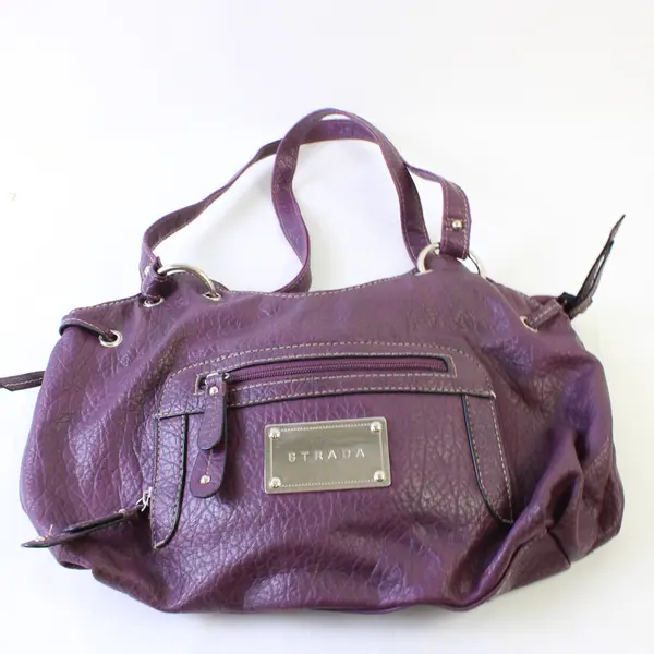 Strada Plum Purple Faux Leather Shoulder Bag Purse FLAWED