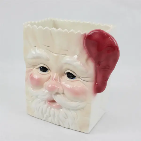 Amphora Handcrafts Inc Santa Claus Gift Bag Shaped Ceramic Decor Vase 7" Tall
