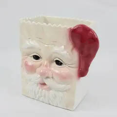Amphora Handcrafts Inc Santa Claus Gift Bag Shaped Ceramic Decor Vase 7" Tall