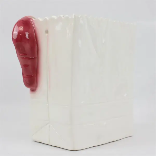 Amphora Handcrafts Inc Santa Claus Gift Bag Shaped Ceramic Decor Vase 7" Tall