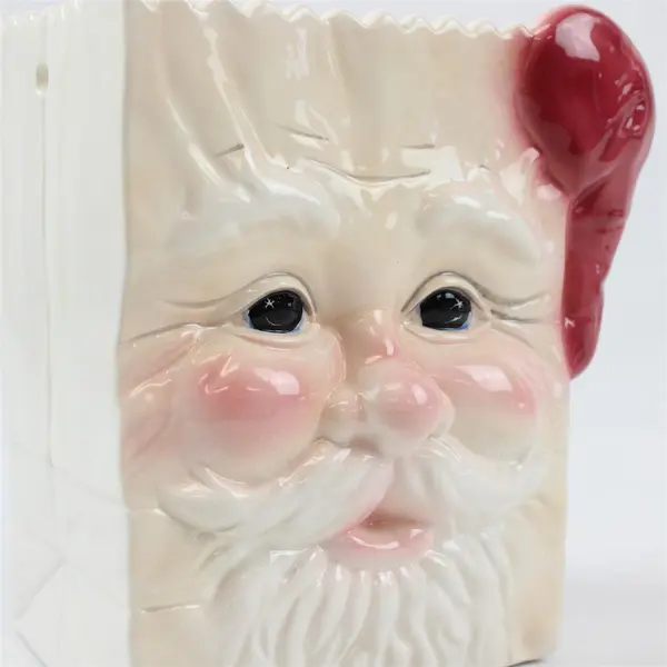 Amphora Handcrafts Inc Santa Claus Gift Bag Shaped Ceramic Decor Vase 7" Tall