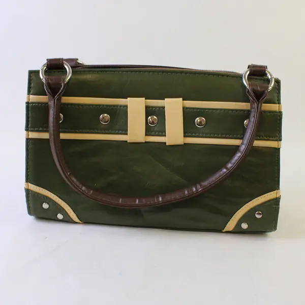 Miche Classic Darla Shell Matching Handle Base Bag Green Beige Trim