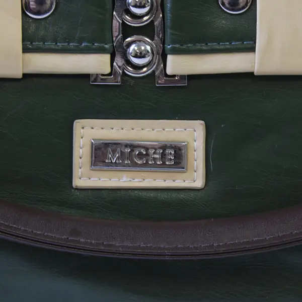 Miche Classic Darla Shell Matching Handle Base Bag Green Beige Trim