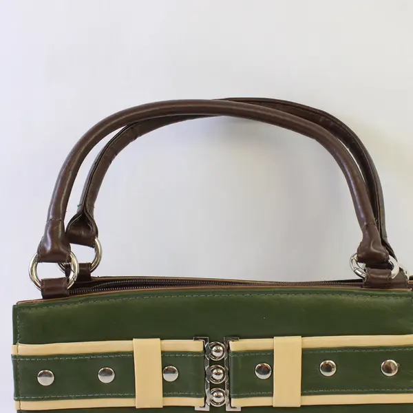 Miche Classic Darla Shell Matching Handle Base Bag Green Beige Trim
