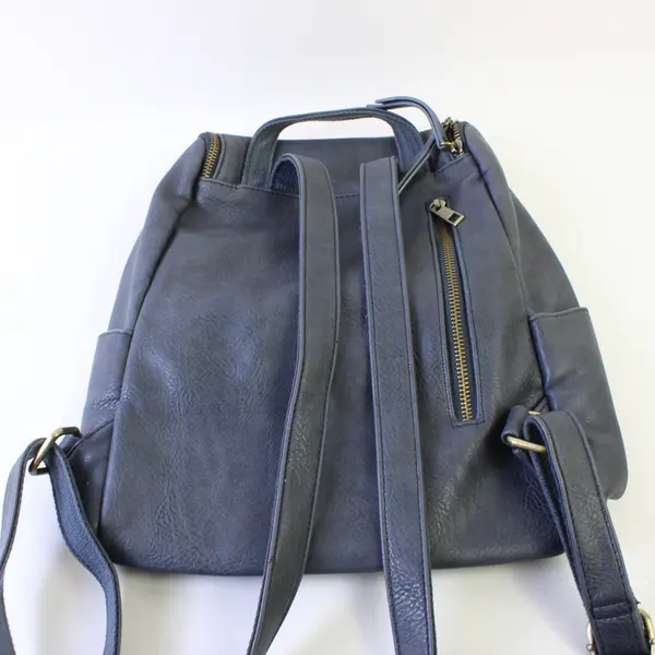 Women’s Vintage Dark Grey Backpack Purse, w/floral lining 