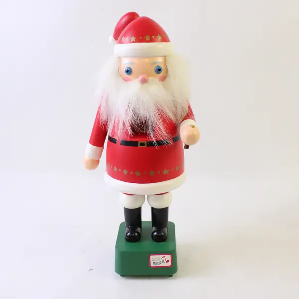 Schmid Musical 1991 Nutcracker Wooden Santa Claus 12.25" Tall (Tested, Works)