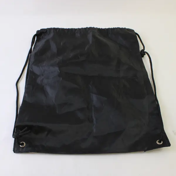 Black Nylon Keep Calm and Hike On Drawstring Backpack 13x17