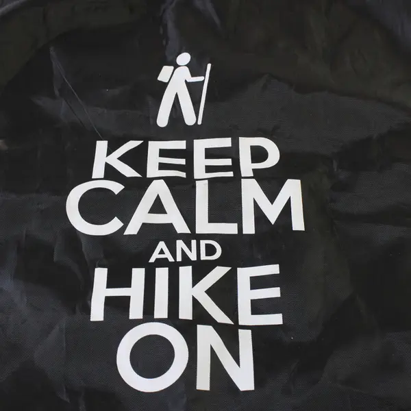 Black Nylon Keep Calm and Hike On Drawstring Backpack 13x17