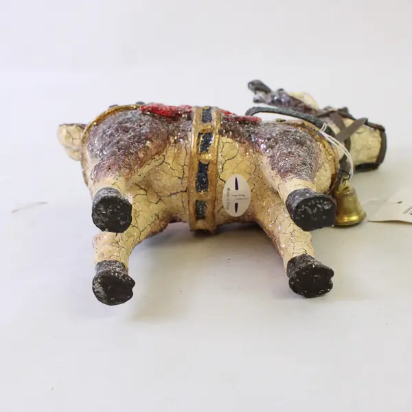 Multicolor Glittery Santa Reindeer Holiday Figurine 6.5in Home Decor