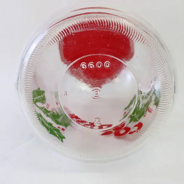 Vintage Anchor Hocking 3 Liter Glass Cookie Jar Red Lid Holly